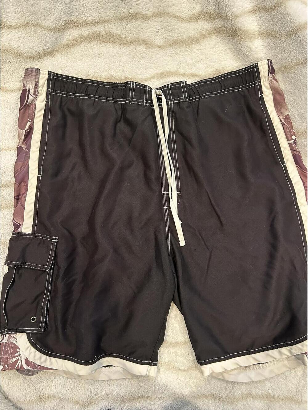 Urban Pipeline Men's Black and Beige Cargo Swim Shorts XXL